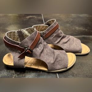 Blowfish Taupe Open-Toe Ankle Sandals with Brown Strap